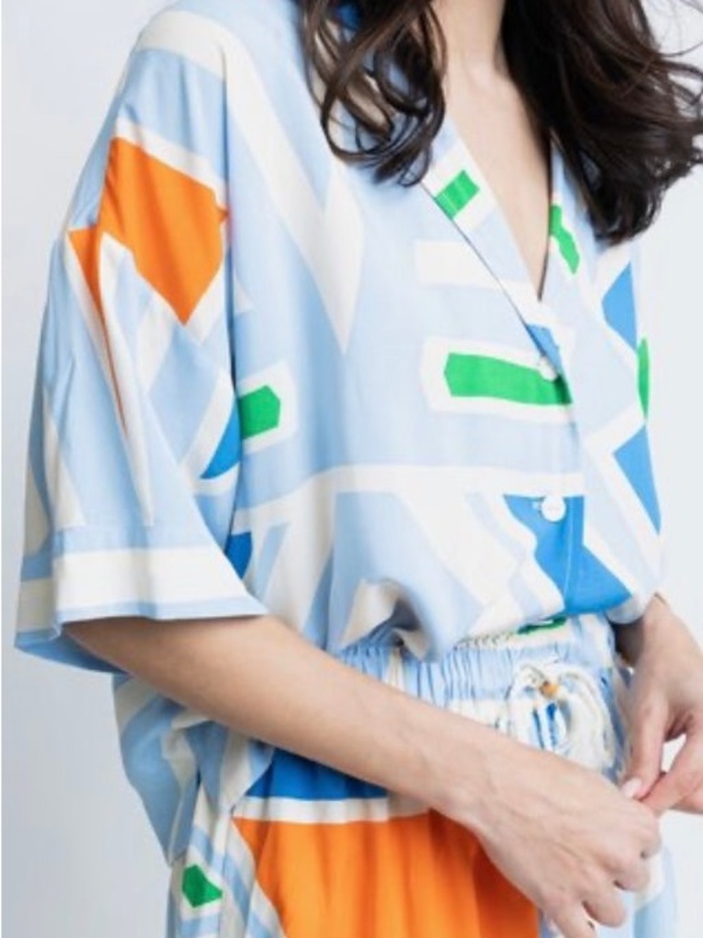 Karlie Geometric Button Up Top